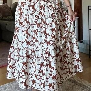 Universal Thread Floral Maxi Skirt in Brown and Cream